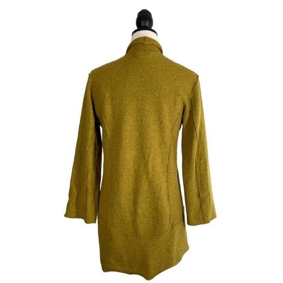 Eileen Fisher Open Draped Front Cardigan Green Merino Wool Zip Pockets Size S - Picture 4 of 8